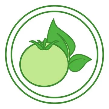 Green Plant Based Icon. Vector Icon of Tomato and Young Plant. Natural Food.. Stock Illustration
