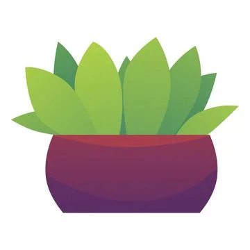 Green plant in brown pot vector flat icon, cartoon potted flower in container Stock Illustration