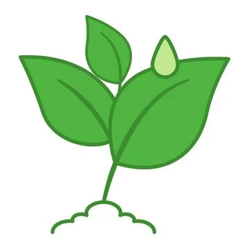 Green Plant Icon. Vector Icon. Young Sajanets Growing from the Earth. Organ.. Stock Illustration