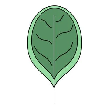 Green plant leaf outline vector drawing illustration Stock Illustration