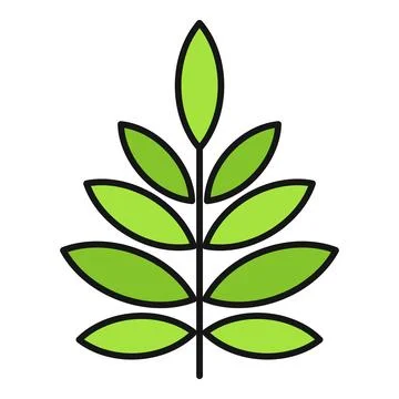 Green plant leaves on a branch vector icon Stock Illustration
