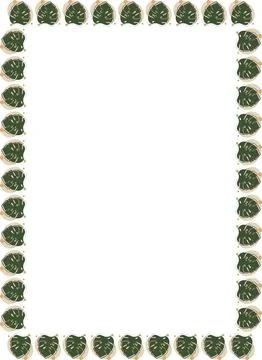 Green plant nature elements frame. Aesthetic elements on white background bor Stock Illustration