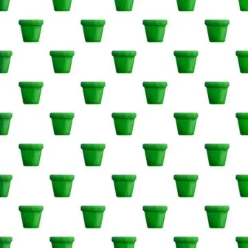 Green plant pots seamless pattern for gardening background Stock Illustration