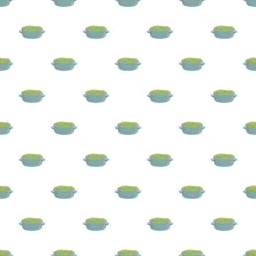 Green plant pots seamless pattern background design Illustrazione stock