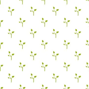 Green plant sprouts repeating pattern on white background 스톡 일러스트