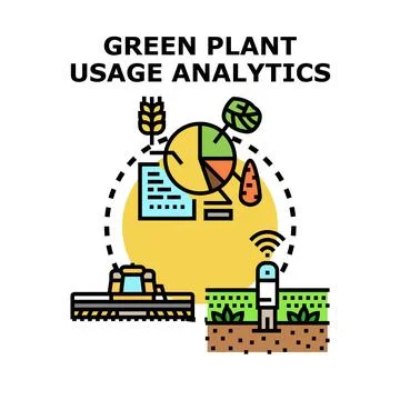 Green plant usage analytics innovating agricultural technology Stock-Illustration