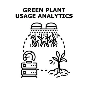 Green plant usage analytics processing agricultural data Stock Illustration