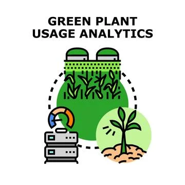 Green plant usage analytics processing agricultural data Stock Illustration