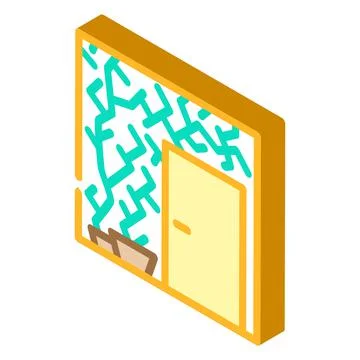 Green plant wall design interior isometric icon vector illustration Illustrazione stock