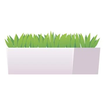 Green plant in white pot vector flat icon, potted flower in container Stock Illustration