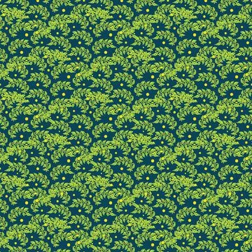 Green plants with yellow berries vector pattern Stock Illustration