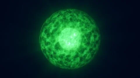 Green plasma sphere with bright inner core and translucent outer shell, cre.. Stock Illustration