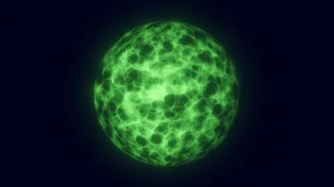 Green plasma sphere with bright inner core and translucent outer shell, cre.. Stock Photos