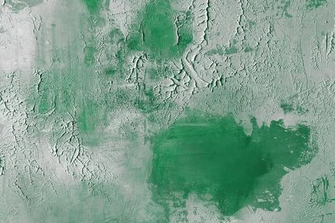 Green plaster texture with rough decorative surface, visible brush strokes .. Stock Photos