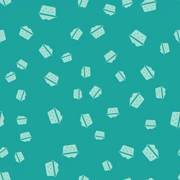 Green Plastic basin with soap suds icon isolated seamless pattern on green ba Stock Illustration