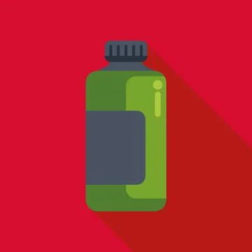 Green plastic bottle with blank label flat design Stock Illustration