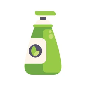 Green plastic bottle with pump dispenser containing natural organic product Ilustración de archivo