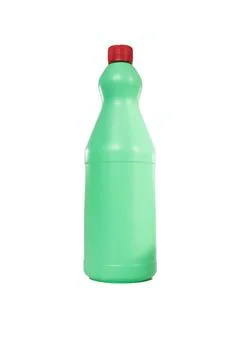 A green plastic bottle on a white background Stock Photos