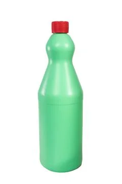 A green plastic bottle on a white background Stock Photos