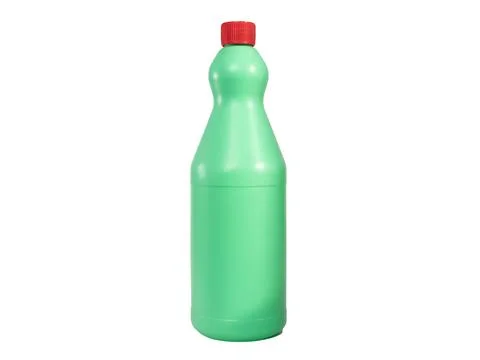A green plastic bottle on a white background Stock Photos