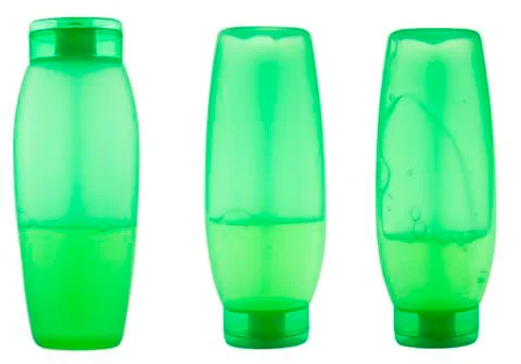 Green plastic bottles Stock Photos