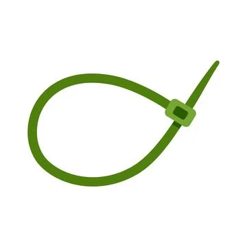 Green plastic cable tie for fastening and organization Stock Illustration