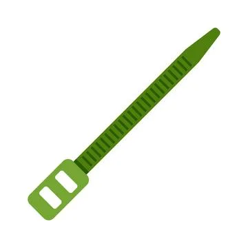 Green plastic cable tie for organization and fastening Stock Illustration