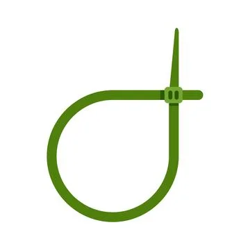 Green plastic cable tie securing loop shape Stock Illustration