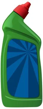 Green Plastic Cleaner Bottle with Red Cap Vector Illustration Stock Illustration