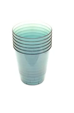 Green plastic cups Stock Photos