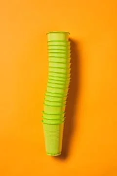 Green Plastic Cups Set Foto stock