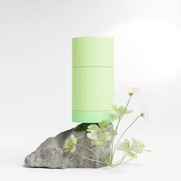 Green plastic cylindrical containers for solid deodorants mockup Stock Illustration