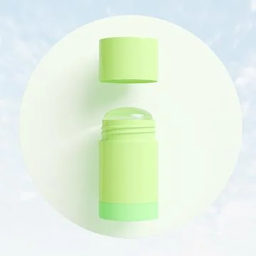 Green plastic cylindrical containers for solid deodorants mockup Illustrazione stock