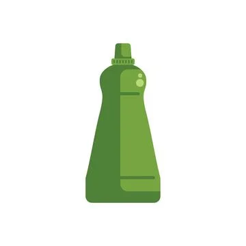 Green plastic detergent bottle with red cap dispensing soap Stock Illustration