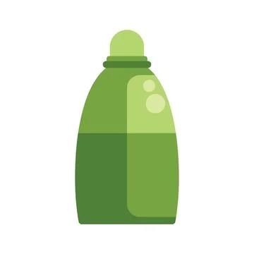 Green plastic detergent bottle with red cap for laundry and cleaning Illustrazione stock
