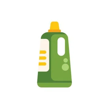 Green plastic detergent bottle with yellow cap for laundry cleaning Illustrazione stock