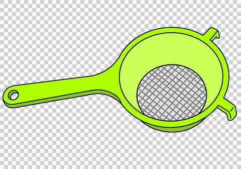 Green plastic kitchen fine mesh strainer 库存插图