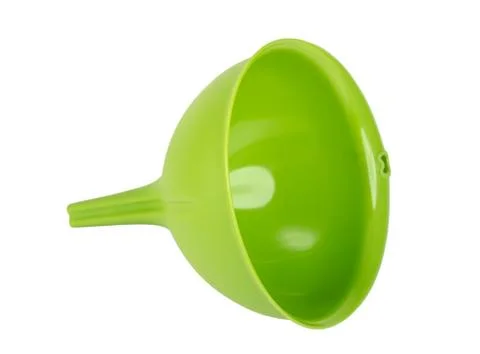 Green plastic kitchen funnel Stock Photos