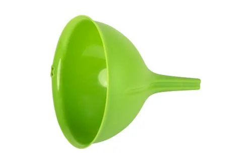 Green plastic kitchen funnel Stock Photos
