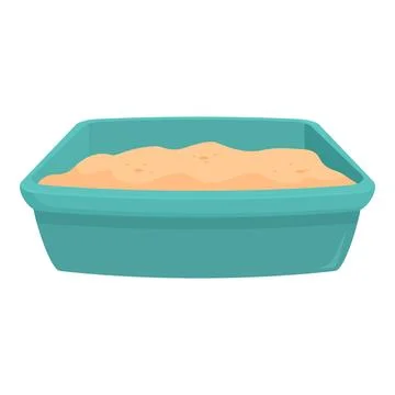 Green plastic litter box full of sand for cat hygiene Stock Illustration