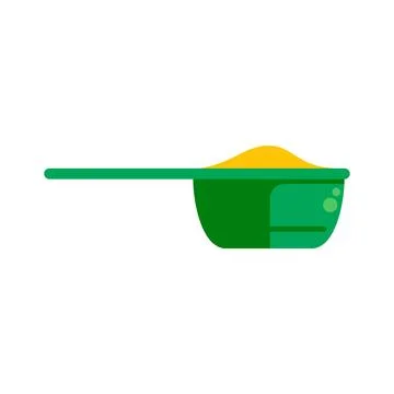 Green plastic measuring scoop filled with yellow powder Stock Illustration