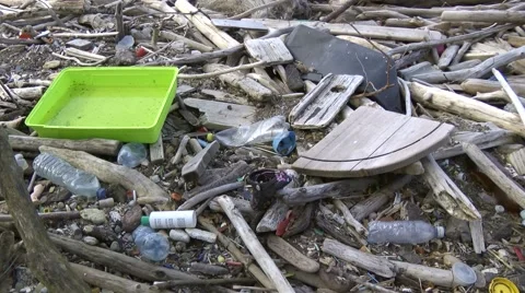 Green plastic on nature Stock Footage 62790366