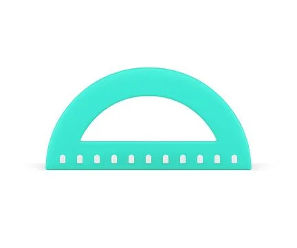 Green plastic protractor angle degree measurement geometric instrument front  Illustrazione stock