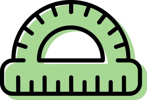 Green plastic protractor geometry tool icon Stock Illustration