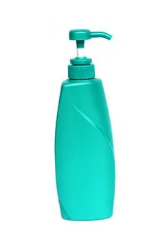 Green plastic pump bottle isolated on white background, used for liquid soap, sh Stock Photos