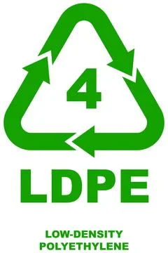 Green plastic recycling code 4 represents LDPE, type of plastic. イラスト素材