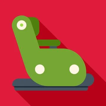 Green plastic sledge icon with long shadow Stock Illustration