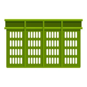 Green plastic storage crate with ventilation holes for transporting goods Stock Illustration