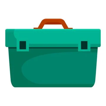 Green plastic toolbox holding tools for repairing Illustrazione stock