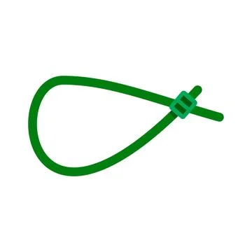 Green plastic zip tie cable fastener loop icon Stock Illustration